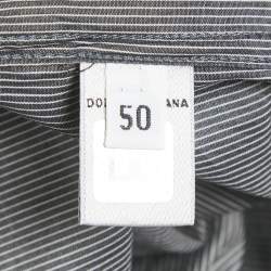 Pre Owned Dolce & Gabbana Grey Stripe Cotton Button Front Shirt L