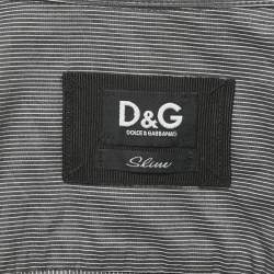 Pre Owned Dolce & Gabbana Grey Stripe Cotton Button Front Shirt L
