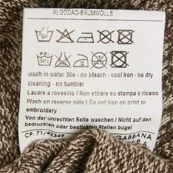 Pre Owned D&G Grey Knit Panel Detail V-Neck Long Sleeve Sweater XS