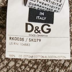 Pre Owned D&G Grey Knit Panel Detail V-Neck Long Sleeve Sweater XS