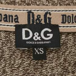 Pre Owned D&G Grey Knit Panel Detail V-Neck Long Sleeve Sweater XS