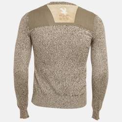 Pre Owned D&G Grey Knit Panel Detail V-Neck Long Sleeve Sweater XS