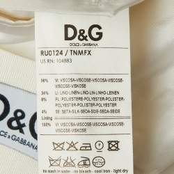 مملوكة مسبقًا بليزر بزر واحد خليط كتان أبيض دولتشي أند غابانا مقاس ٣ إكس لارج