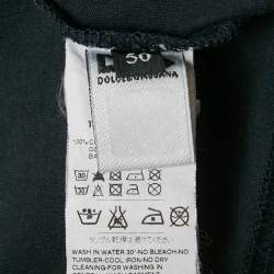 مملوكة مسبقًا D&G  Navy Blue Cotton Striped Band Trim Detail Cotton T-Shirt L