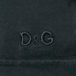 مملوكة مسبقًا D&G  Navy Blue Cotton Striped Band Trim Detail Cotton T-Shirt L
