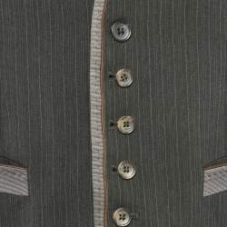 Pre Owned D&G Grey/Black Striped Rayon Blend Waistcoat M