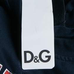 مملوكة مسبقًا D&G Navy Blue Printed French Terry Pullover L