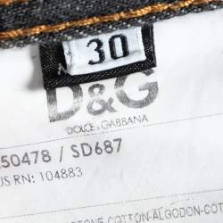 D&G Charcoal Grey Denim Low Rise Regular Fit Jeans Waist 30