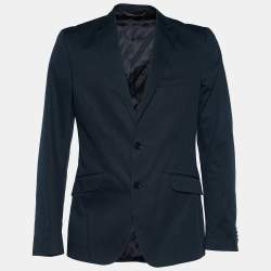 D&G Navy Blue Cotton Button Front Blazer L