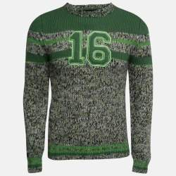 D&G Green & Grey Wool Knit Varsity Sweater S
