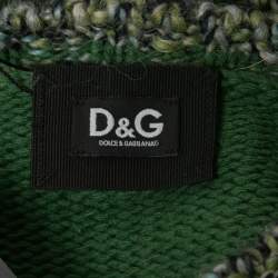 D&G Green & Grey Wool Knit Varsity Sweater S