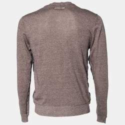 D&G Brown Mélange Linen Knit Round Neck Sweater S