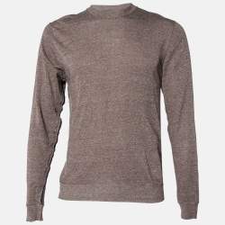 D&G Brown Mélange Linen Knit Round Neck Sweater S