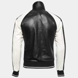 D&G Monochrome Leather Raglan Sleeve Zip Front Jacket S