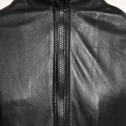 D&G Monochrome Leather Raglan Sleeve Zip Front Jacket S