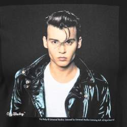 D&G Black Cry Baby Johnny Depp Print Cotton Crew Neck T Shirt M