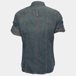 Pre Owned D&G Blue Denim Short Sleeve Shirt XL