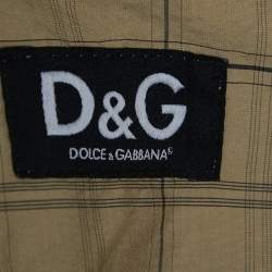 D&G Beige Checker Printed Cotton Blend Hooded Jacket XL