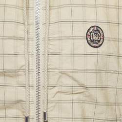 D&G Beige Checker Printed Cotton Blend Hooded Jacket XL