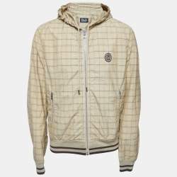 D&G Beige Checker Printed Cotton Blend Hooded Jacket XL