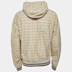 D&G Beige Checker Printed Cotton Blend Hooded Jacket XL