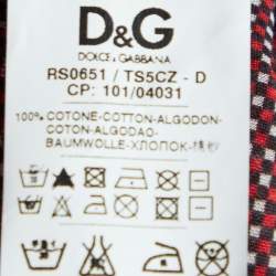 Pre Owned D&G Red Printed Cotton Contrast Detail Slim Fit Shirt M