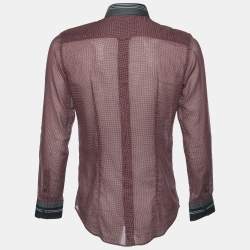 Pre Owned D&G Red Printed Cotton Contrast Detail Slim Fit Shirt M