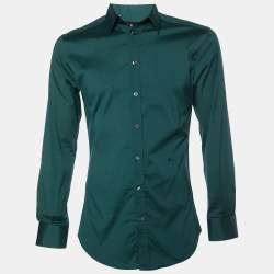 D&G Green Cotton Button Front Brad Fit Shirt M