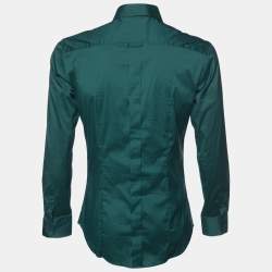D&G Green Cotton Button Front Brad Fit Shirt M
