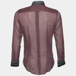 Pre Owned D&G Red Printed Cotton Contrast Detail Slim Fit Shirt M