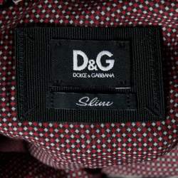 Pre Owned D&G Red Printed Cotton Contrast Detail Slim Fit Shirt M