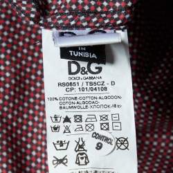 Pre Owned D&G Red Printed Cotton Contrast Detail Slim Fit Shirt M