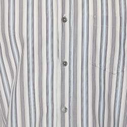 D&G Beige Striped Cotton Button Front Shirt M