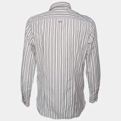 D&G Beige Striped Cotton Button Front Shirt M