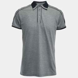 D&G Grey/Navy Blue Cotton Pique Polo T-Shirt XL