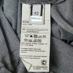 D&G Grey/Navy Blue Cotton Pique Polo T-Shirt XL