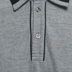 D&G Grey/Navy Blue Cotton Pique Polo T-Shirt XL