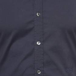D&G Brad Navy Blue Cotton Button Front Full Sleeve Shirt S