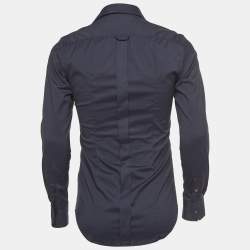 D&G Brad Navy Blue Cotton Button Front Full Sleeve Shirt S