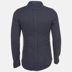 D&G Brad Blue Denim Button Front Full Sleeve Shirt S