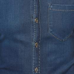 D&G Brad Blue Denim Button Front Full Sleeve Shirt S