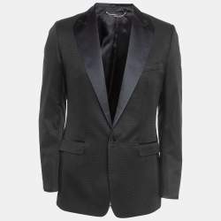 D&G Black Geometric Pattern Jacquard Single Breasted Slim Fit Blazer M  
