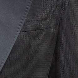 D&G Black Geometric Pattern Jacquard Single Breasted Slim Fit Blazer M  