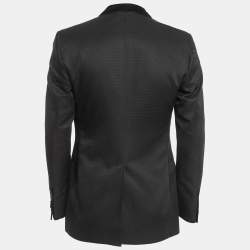 D&G Black Geometric Pattern Jacquard Single Breasted Slim Fit Blazer M  