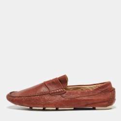 D&G Brown Leather Penny Slip On Loafers Size 42.5