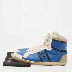 D&G Blue/White Leather and Suede High Top Sneakers Size 45