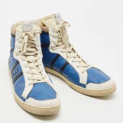 D&G Blue/White Leather and Suede High Top Sneakers Size 45
