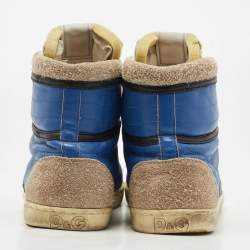 D&G Blue/White Leather and Suede High Top Sneakers Size 45
