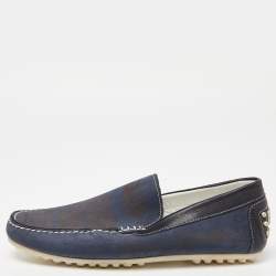 D&G Blue/Black Nubuck and Leather Slip On Loafers Size 42
