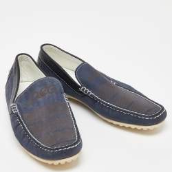 D&G Blue/Black Nubuck and Leather Slip On Loafers Size 42
